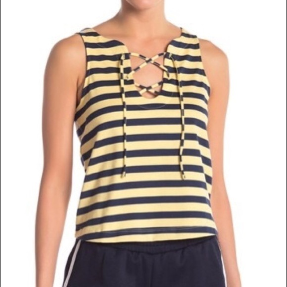 Frame Striped Lace-Up Tank Top - Picture 1 of 7